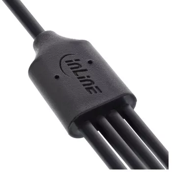 InLine USB 4in1 Y krovimo laidas, 1x USB-A kištukas į 4x USB-C kištukus, juodas, 1 m