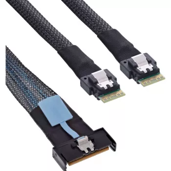 SAS kabelis InLine 27663A, 0,5 m, 32 Gbit/s, MCIO x8 į 2x 4i SFF-8654