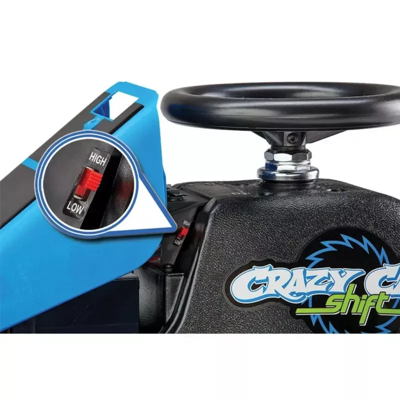 Elektrinis drift kartas Razor Crazy Cart Shift — mėlynas, 90 W variklis, 12 V baterija, iki 13 km/h, maks. svoris 54 kg