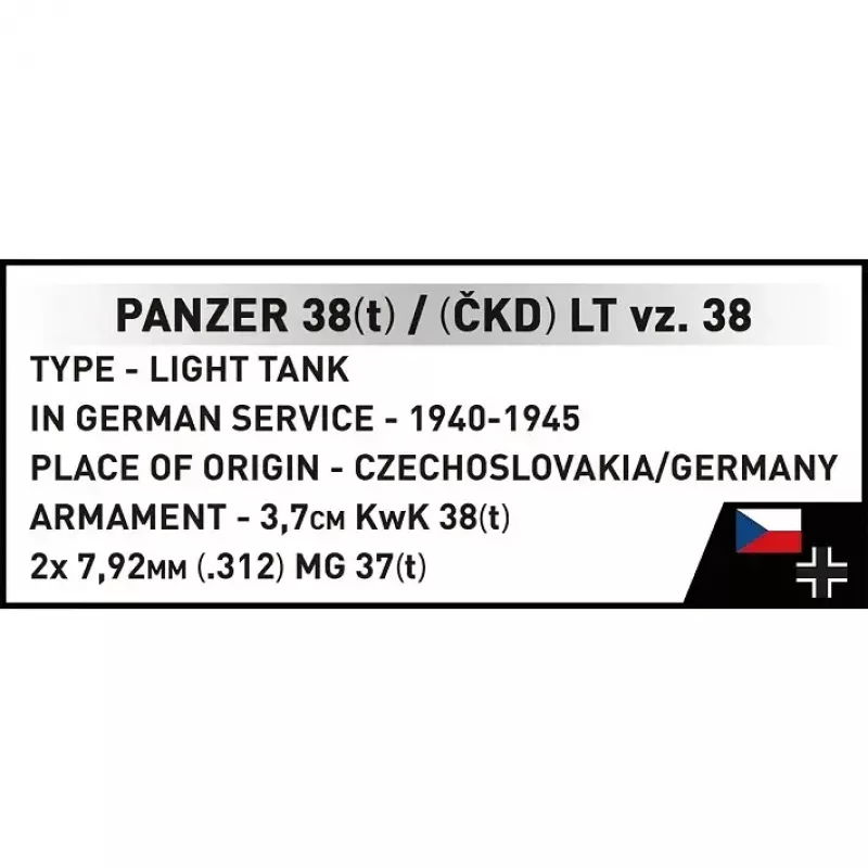 Konstruktorius Cobi Blocks Panzer 38 VZ.38 690 elementų – mastelinis modelis