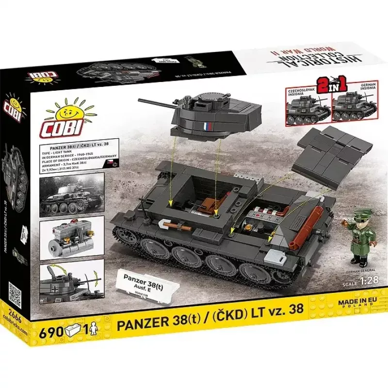 Konstruktorius Cobi Blocks Panzer 38 VZ.38 690 elementų – mastelinis modelis