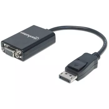 Manhattan DisplayPort į VGA HD15 keitiklio laidas, 15 cm, kištukas į lizdą, aktyvus, DP su užraktu, juodas, garantija visam laikui