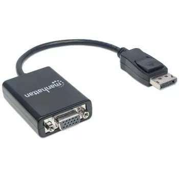 Manhattan DisplayPort į VGA HD15 keitiklio laidas, 15 cm, kištukas į lizdą, aktyvus, DP su užraktu, juodas, garantija visam laikui