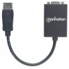 Manhattan DisplayPort į VGA HD15 keitiklio laidas, 15 cm, kištukas į lizdą, aktyvus, DP su užraktu, juodas, garantija visam laikui
