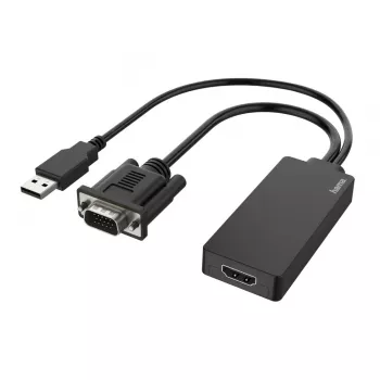 Hama 00200342 vaizdo kabelio adapteris 0,15 m USB Type-A + VGA (D-Sub) HDMI juodas