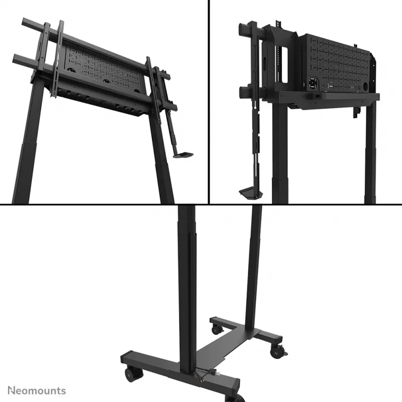 Televizoriaus stovas Neomounts FL55-975BL1 motorizuotas 75–115 colių ekranams, plieninis, juodas, max 160 kg, aukštis 2154 mm
