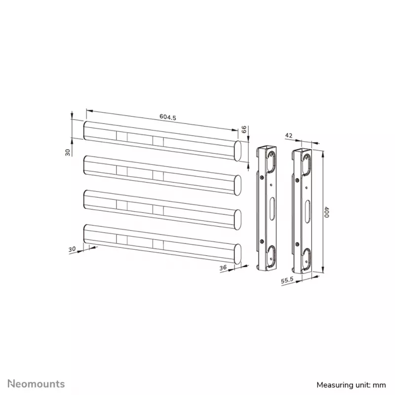 Neomounts AFL55-975BL VESA prailginimo rinkinys 86-115 colių – iki 160 kg