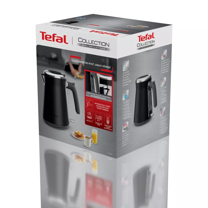 Elektrinis virdulys Tefal KI6668E0 — 1,7 L, 2400 W, nerūdijančio plieno korpusas, juodas