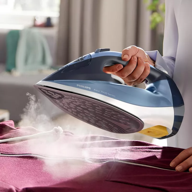 Lyginimo lygintuvas Philips DST7020/20 — 2800 W, SteamGlide Plus padas, 50 g/min nuolatinis garas, 250 g/min garo smūgis, 0,3 L talpa, mėlyna