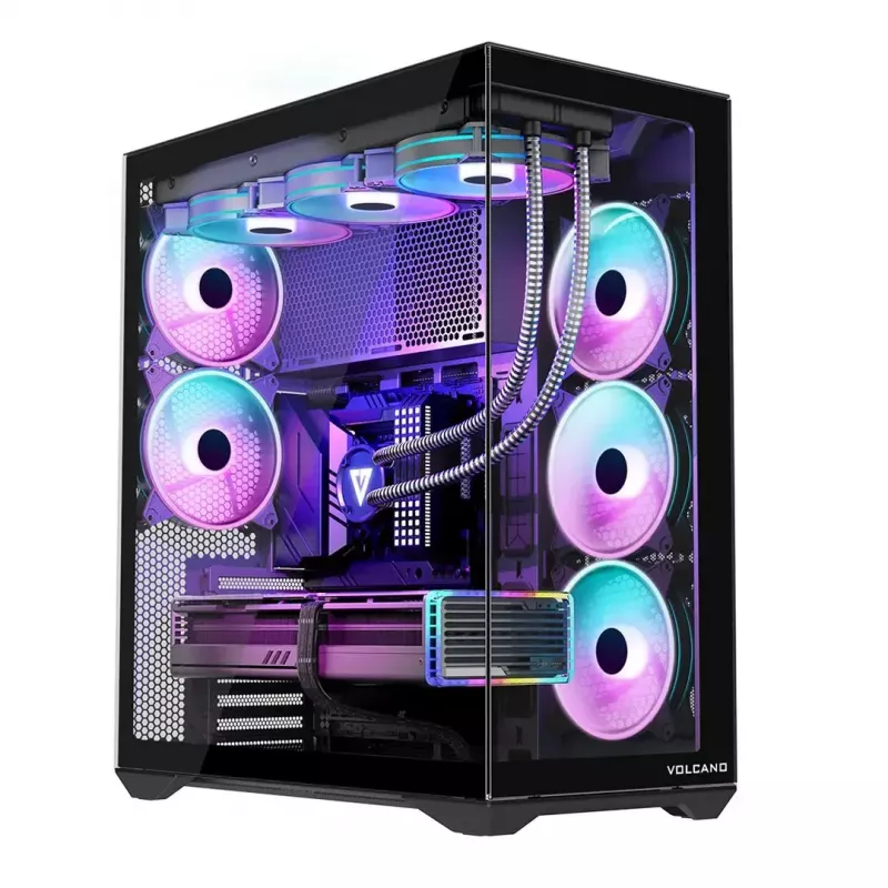 Korpusas MODECOM Volcano SPACE XL ARGB Full Tower — pilno dydžio, E-ATX, grūdintas stiklas, ARGB, iki 440 mm GPU