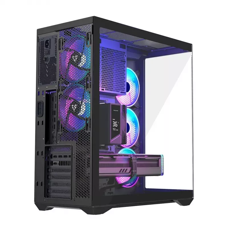 Korpusas MODECOM Volcano SPACE XL ARGB Full Tower — pilno dydžio, E-ATX, grūdintas stiklas, ARGB, iki 440 mm GPU