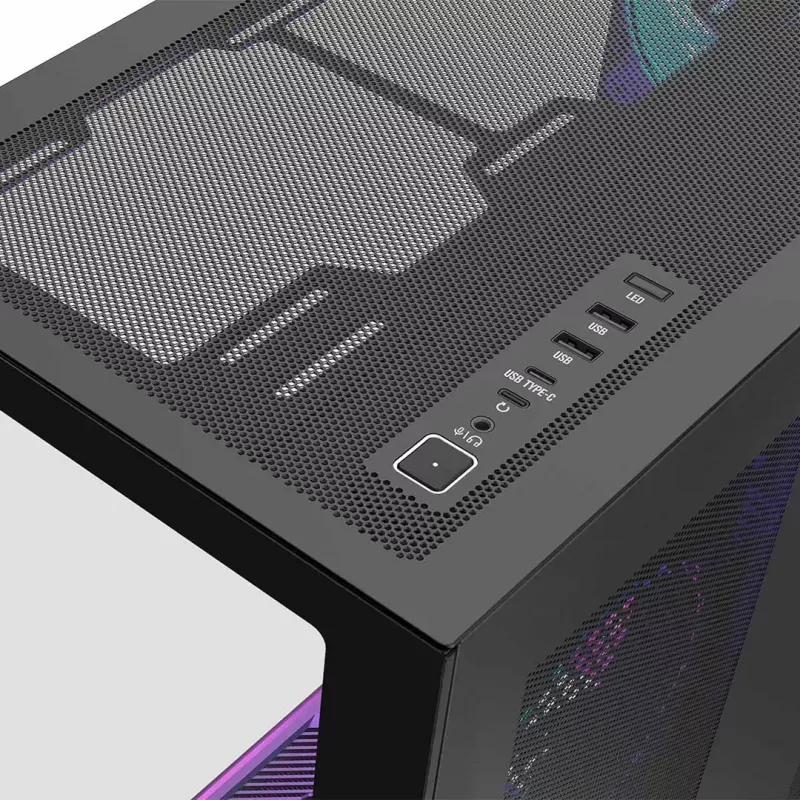 Korpusas MODECOM Volcano SPACE XL ARGB Full Tower — pilno dydžio, E-ATX, grūdintas stiklas, ARGB, iki 440 mm GPU