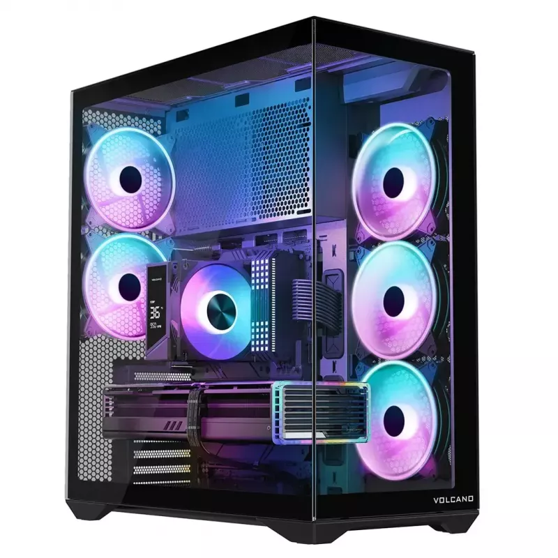 Korpusas MODECOM Volcano SPACE XL ARGB Full Tower — pilno dydžio, E-ATX, grūdintas stiklas, ARGB, iki 440 mm GPU