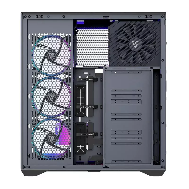 Korpusas MODECOM Volcano SPACE XL ARGB Full Tower — pilno dydžio, E-ATX, grūdintas stiklas, ARGB, iki 440 mm GPU