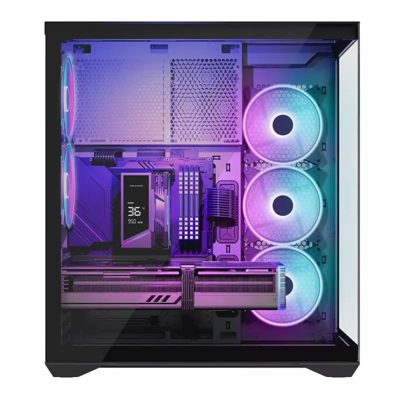 Korpusas MODECOM Volcano SPACE XL ARGB Full Tower — pilno dydžio, E-ATX, grūdintas stiklas, ARGB, iki 440 mm GPU