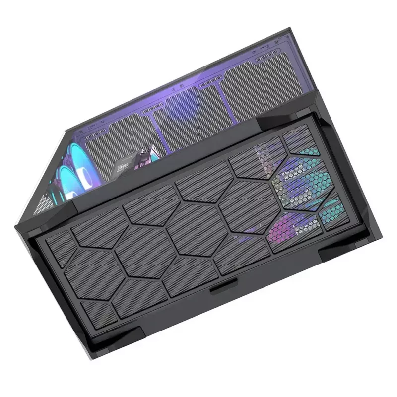 Korpusas MODECOM Volcano SPACE XL ARGB Full Tower — pilno dydžio, E-ATX, grūdintas stiklas, ARGB, iki 440 mm GPU