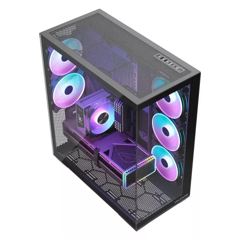 Korpusas MODECOM Volcano SPACE XL ARGB Full Tower — pilno dydžio, E-ATX, grūdintas stiklas, ARGB, iki 440 mm GPU