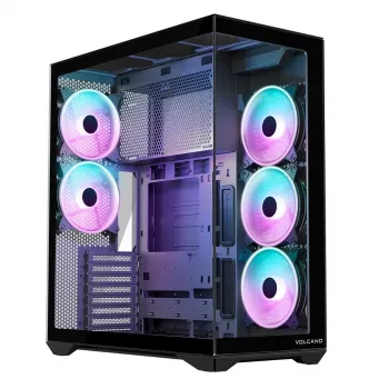 Korpusas MODECOM Volcano SPACE XL ARGB Full Tower — pilno dydžio, E-ATX, grūdintas stiklas, ARGB, iki 440 mm GPU