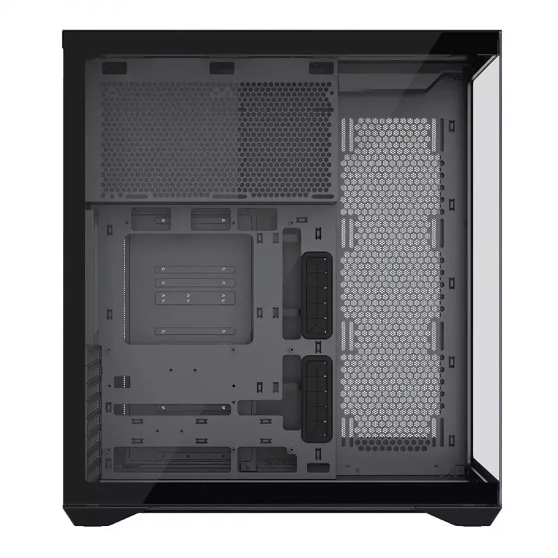 Full-Tower korpusas MODECOM Volcano SPACE XL NF — juodas, grūdintas stiklas, ARGB, palaiko micro-ATX, iki 44 cm GPU, 3×3,5 colio/4×2,5 colio vietos, USB-A 2×, USB-C 1×