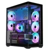 Full-Tower korpusas MODECOM Volcano SPACE XL NF — juodas, grūdintas stiklas, ARGB, palaiko micro-ATX, iki 44 cm GPU, 3×3,5 colio/4×2,5 colio vietos, USB-A 2×, USB-C 1×