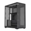 Full-Tower korpusas MODECOM Volcano SPACE XL NF — juodas, grūdintas stiklas, ARGB, palaiko micro-ATX, iki 44 cm GPU, 3×3,5 colio/4×2,5 colio vietos, USB-A 2×, USB-C 1×