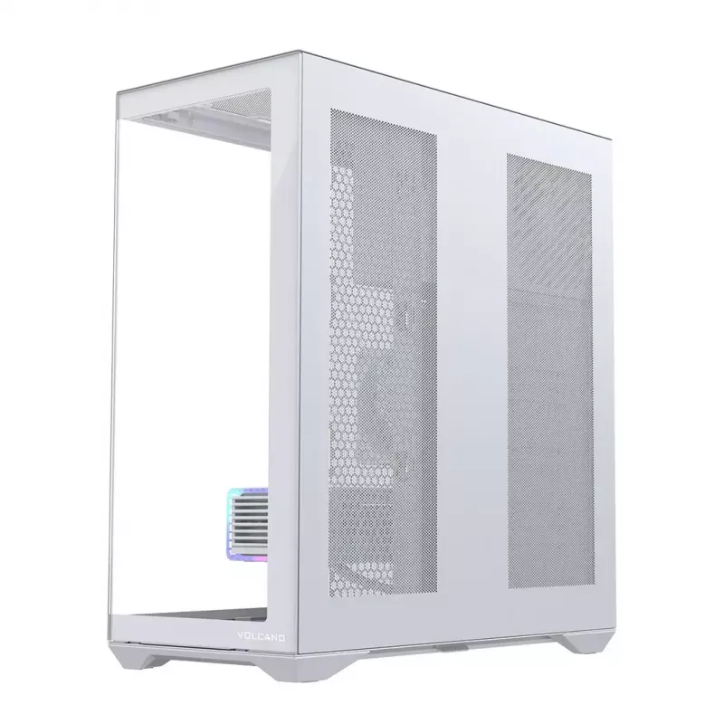 Full-tower kompiuterio korpusas MODECOM Volcano SPACE XL FULL TOWER NF White — ARGB, grūdintas stiklas, 8 išplėtimo lizdai, iki 440 mm GPU
