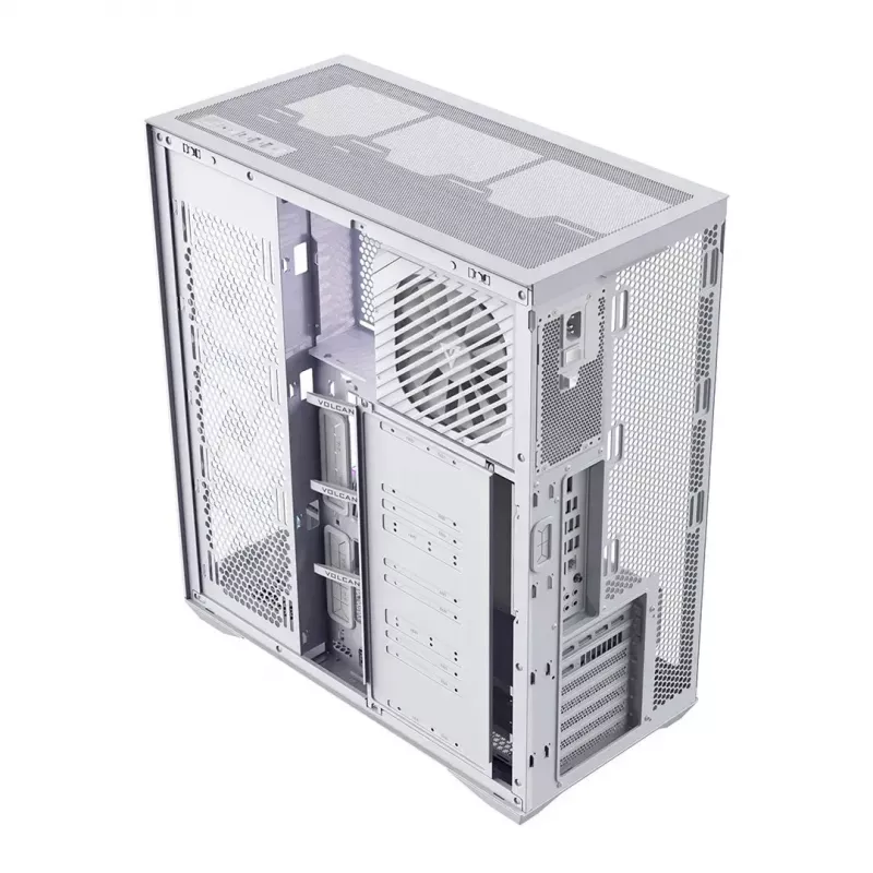 Full-tower kompiuterio korpusas MODECOM Volcano SPACE XL FULL TOWER NF White — ARGB, grūdintas stiklas, 8 išplėtimo lizdai, iki 440 mm GPU