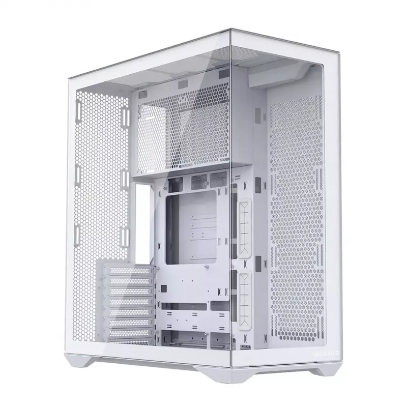 Full-tower kompiuterio korpusas MODECOM Volcano SPACE XL FULL TOWER NF White — ARGB, grūdintas stiklas, 8 išplėtimo lizdai, iki 440 mm GPU