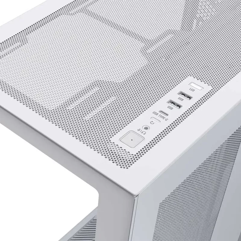 Full-tower kompiuterio korpusas MODECOM Volcano SPACE XL FULL TOWER NF White — ARGB, grūdintas stiklas, 8 išplėtimo lizdai, iki 440 mm GPU