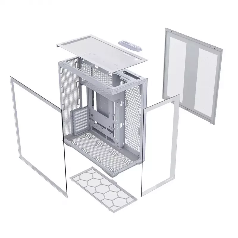 Full-tower kompiuterio korpusas MODECOM Volcano SPACE XL FULL TOWER NF White — ARGB, grūdintas stiklas, 8 išplėtimo lizdai, iki 440 mm GPU