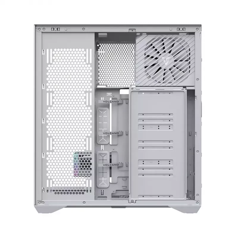 Full-tower kompiuterio korpusas MODECOM Volcano SPACE XL FULL TOWER NF White — ARGB, grūdintas stiklas, 8 išplėtimo lizdai, iki 440 mm GPU