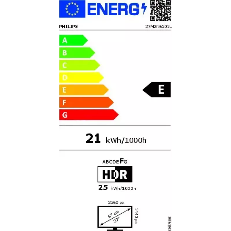 Philips Evnia 6000 27M2N6501L/00 kompiuterio monitorius 67,3 cm (26,5 colio) 2560 x 1440 pikselių Quad HD QD-OLED baltas