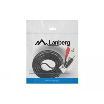 Garso kabelis Lanberg CA-MJRC-10CC-0020-BK 3,5 mm RCA 2 m juoda raudona balta