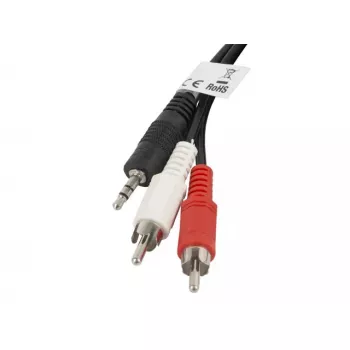Garso kabelis Lanberg CA-MJRC-10CC-0020-BK 3,5 mm RCA 2 m juoda raudona balta