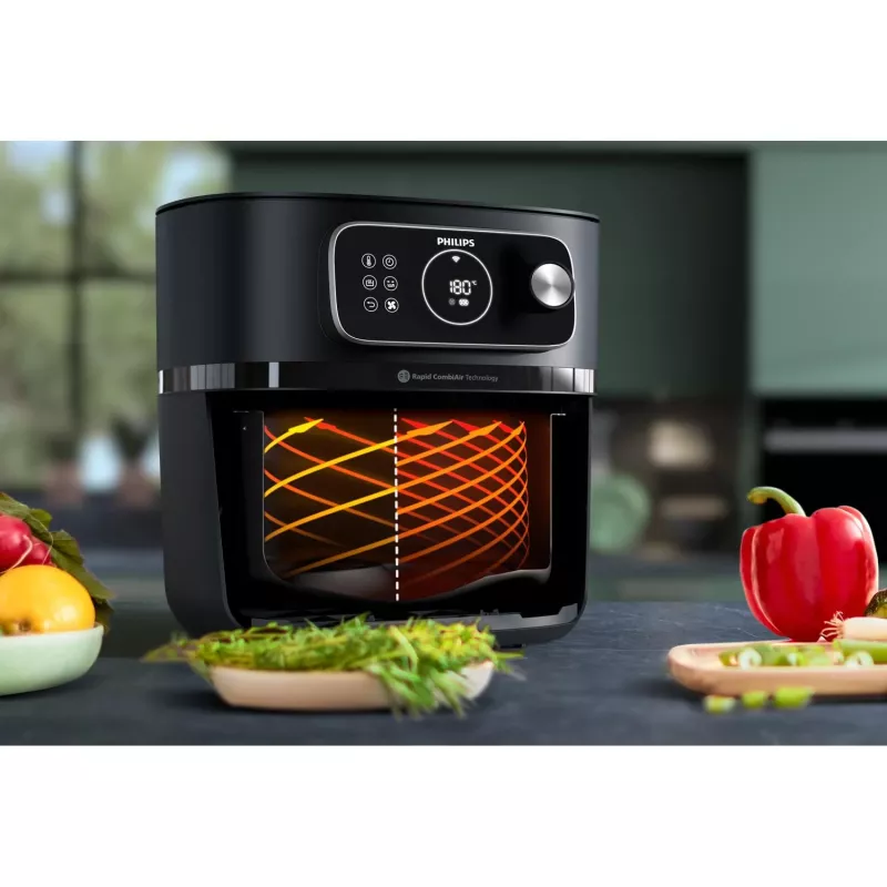 Karšto oro gruzdintuvė Philips 7000 serijos HD9876/90 – 8.3 L, 2200 W, 22 programos, Rapid Air, Juoda