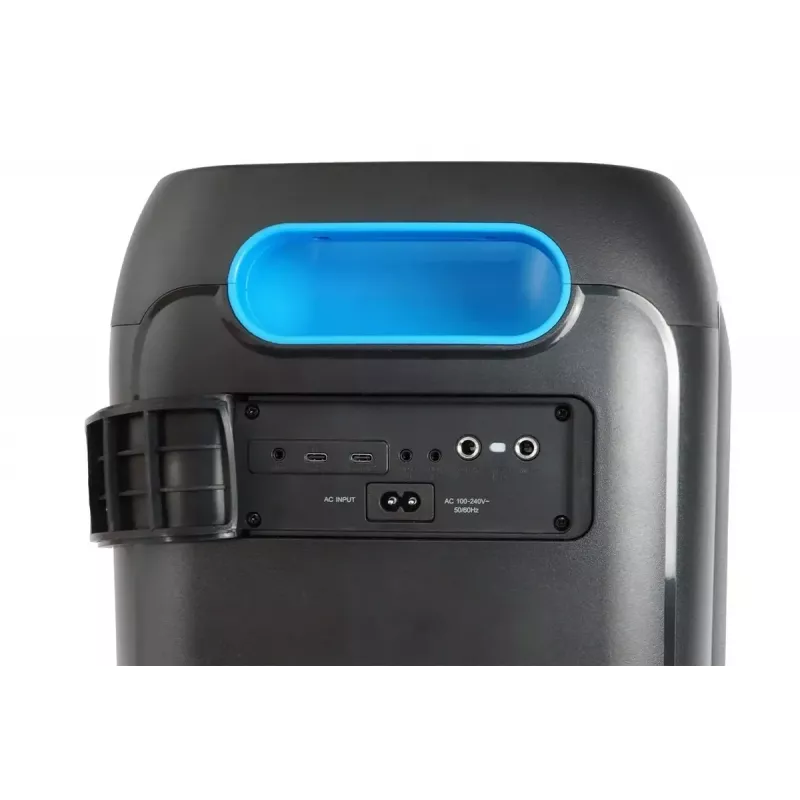 Garsiakalbių sistema BLAUPUNKT PB60X – 120 W RMS, Bluetooth A2DP, FM, LED ekranas, 7000 mAh baterija, 18 h, AUX, nuotolinis valdymas, 568×322×321 mm