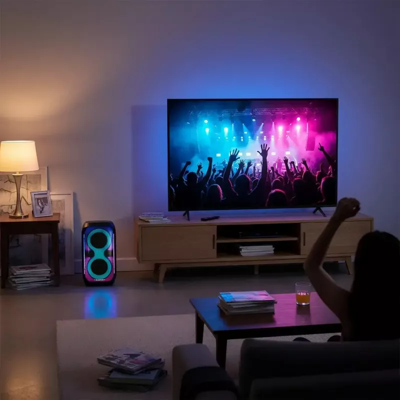 Garsiakalbių sistema BLAUPUNKT PB60X – 120 W RMS, Bluetooth A2DP, FM, LED ekranas, 7000 mAh baterija, 18 h, AUX, nuotolinis valdymas, 568×322×321 mm