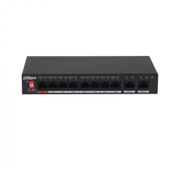Dahua Technology PoE PFS3010-8ET-96-V2 tinklo jungiklis, nevaldomas, Gigabit Ethernet (10/100/1000), Power over Ethernet (PoE), juodas