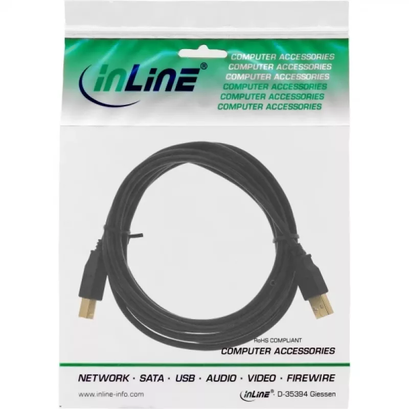 InLine 34605B USB 2.0 ilginimo laidas, A tipo kištukas / lizdas, juodas, 5 m