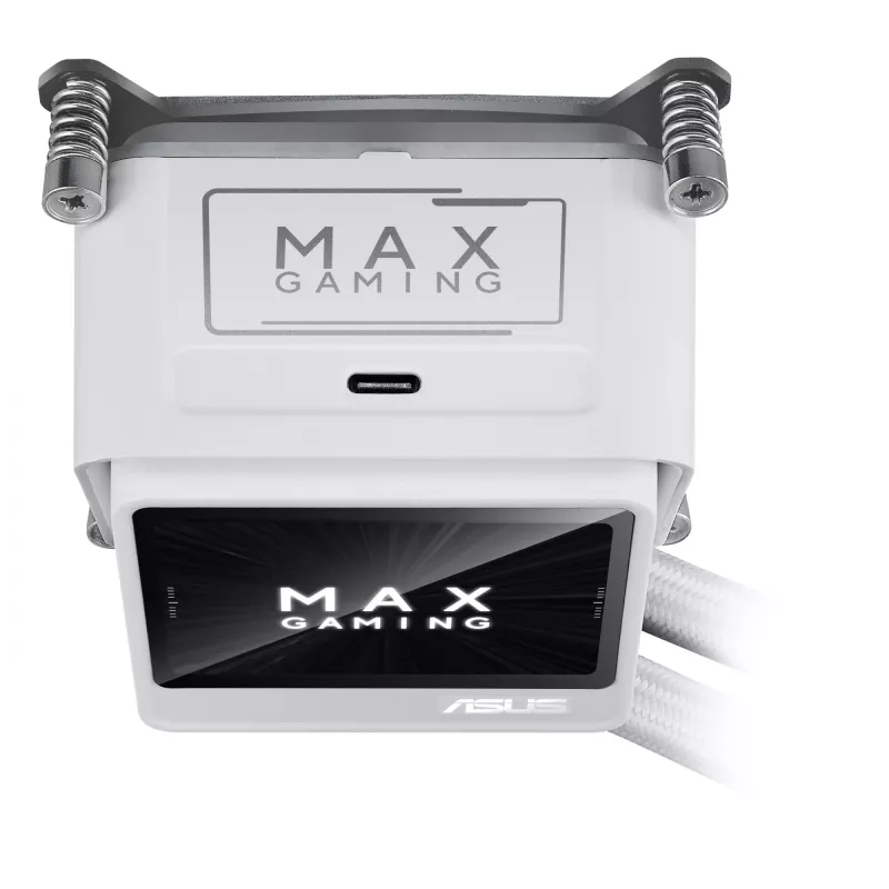 Vandens aušintuvas ASUS MAX Gaming LC 360 ARGB LCD White Edition, 120 mm ventiliatoriai, palaiko AM4/AM5/LGA1700