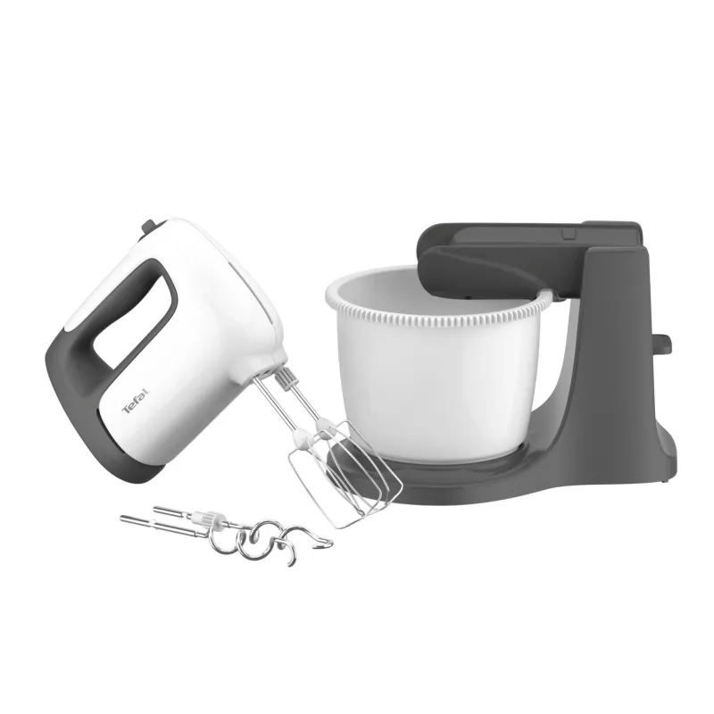 Tefal PrepMix+ HT464138 rankinis plaktuvas su stovu ir dubeniu 500 W pilka/balta