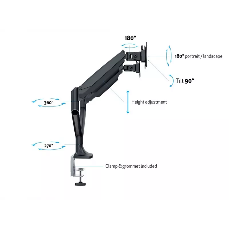 Multibrackets M Deskmount Gas Spring Dual Black – Dvigubas monitoriaus laikiklis su dujine spyruokle