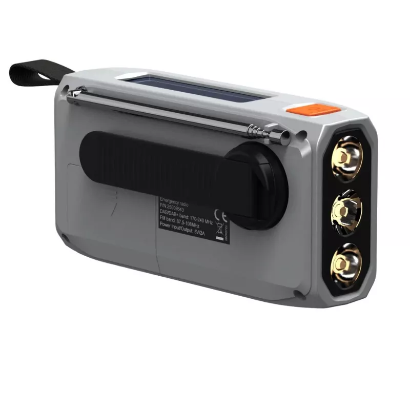 Nešiojamas sukamasis radijas Marmitek RESQ 100 — DAB/DAB+/FM, 3 W, LCD, USB‑C, 3,5 mm lizdas, šviesiai pilka