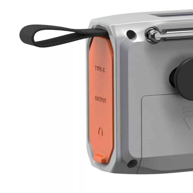 Nešiojamas sukamasis radijas Marmitek RESQ 100 — DAB/DAB+/FM, 3 W, LCD, USB‑C, 3,5 mm lizdas, šviesiai pilka