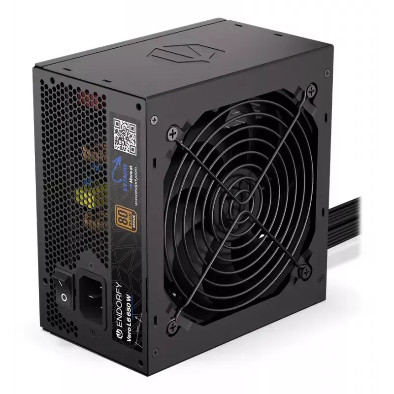 Maitinimo blokas ENDORFY Vero L6 650 W ATX 24 kontaktų, 80 PLUS Bronze, 120 mm ventiliatorius, juodas