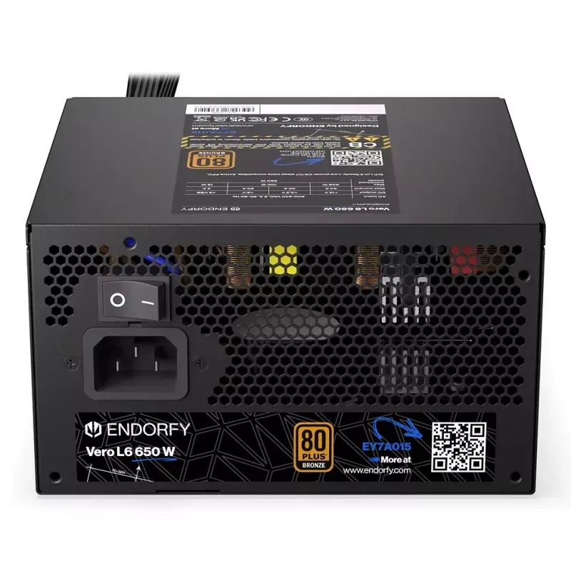 Maitinimo blokas ENDORFY Vero L6 650 W ATX 24 kontaktų, 80 PLUS Bronze, 120 mm ventiliatorius, juodas
