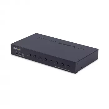 StarTech.com 8 prievadų HDMI KVM jungiklis su 1U stovo montavimo komplektu, 4K 60Hz HDMI 2.0, mygtukų ir klavišų perjungimas, 4 prievadų USB šakotuvas, nepriklausomas nuo OS, atitinka TAA