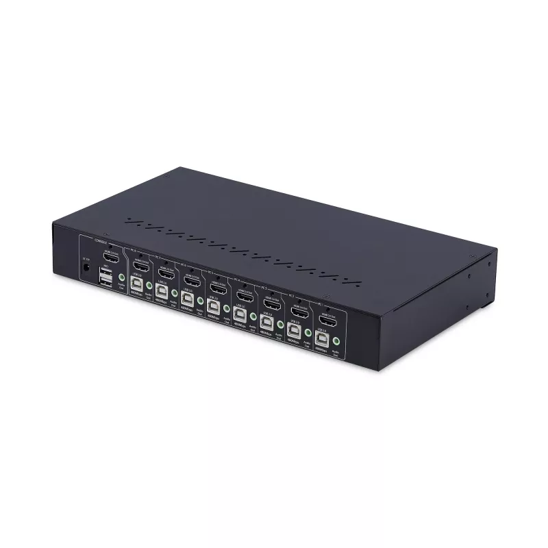 StarTech.com 8 prievadų HDMI KVM jungiklis su 1U stovo montavimo komplektu, 4K 60Hz HDMI 2.0, mygtukų ir klavišų perjungimas, 4 prievadų USB šakotuvas, nepriklausomas nuo OS, atitinka TAA