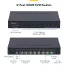 StarTech.com 8 prievadų HDMI KVM jungiklis su 1U stovo montavimo komplektu, 4K 60Hz HDMI 2.0, mygtukų ir klavišų perjungimas, 4 prievadų USB šakotuvas, nepriklausomas nuo OS, atitinka TAA