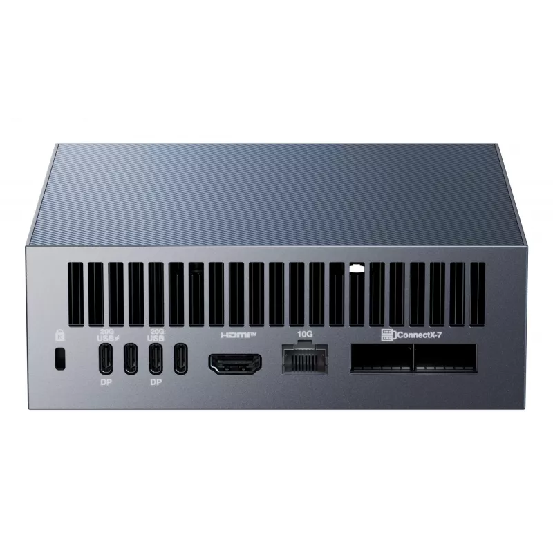Mini kompiuteris ASUS Ascent GX10 GX10-GG0027BN — GB10 procesorius, 128 GB LPDDR5x, 4 TB SSD, NVIDIA Blackwell, 240 W, pilka